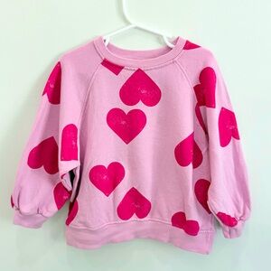ZARA toddler girls SUPER cute pink distressed heart sweatshirt size 2-3 EUC